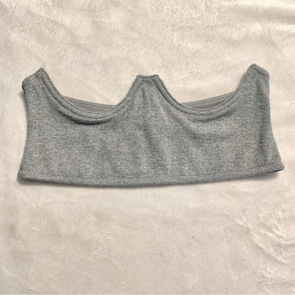 NEW Urban Outfitters Corset Belt Small Silence+Noise Grey Ribbed Zip-Up - Picture 1 of 8